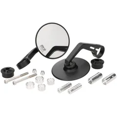 mirror set MOTO NOSTRA 1407, Aluminium CNC, Ø=95mm round, handlebar end mirror, matte black MN1407BK