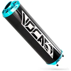 Rear silencer VOCA aluminum black - CNC end cap light blue VCR-RD30400/BKCY
