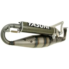 Schalldämpfer Auspuff Yasuni Carrera 16 gelb Carbon für Minarelli liegend YA906CK