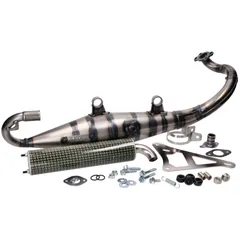 Schalldämpfer Auspuff Yasuni Carrera 10 Carbon-Look gelb für Peugeot liegend, Kissbee 50, Ludix, Pure, Streetzone 50, Speedfight